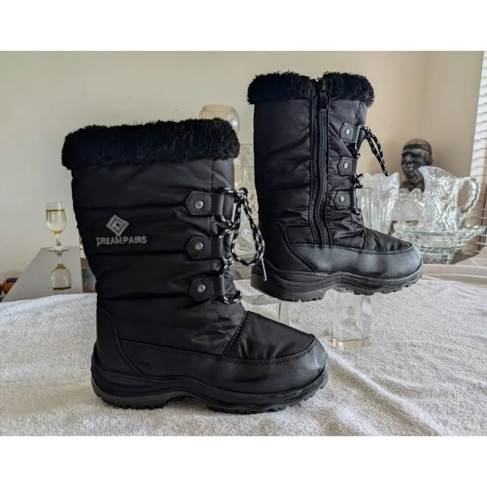 DREAM PAIRS Kids Mid-Calf Winter Snow Boots — Black Unisex Sz 3